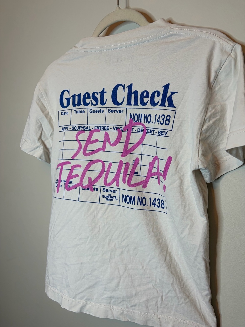 Los Sundays Tequila White 'Guest Check - Send Tequila!' Graphic Tee